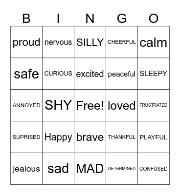 feelings Bingo Card