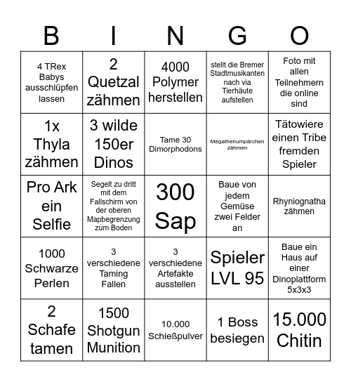 Ark Hardcore Bingo Card