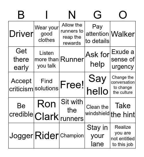 Move Your  Bus Bingo Card