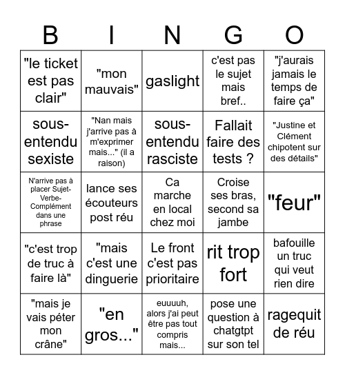 Bébé Cadum Bingo Card