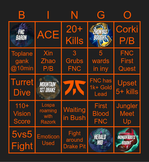 FNC vs VIT (WS 26) Bingo Card