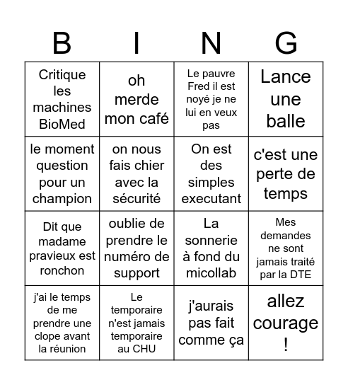 Nico Bingo Card