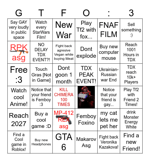 Bingo 2026 Bingo Card