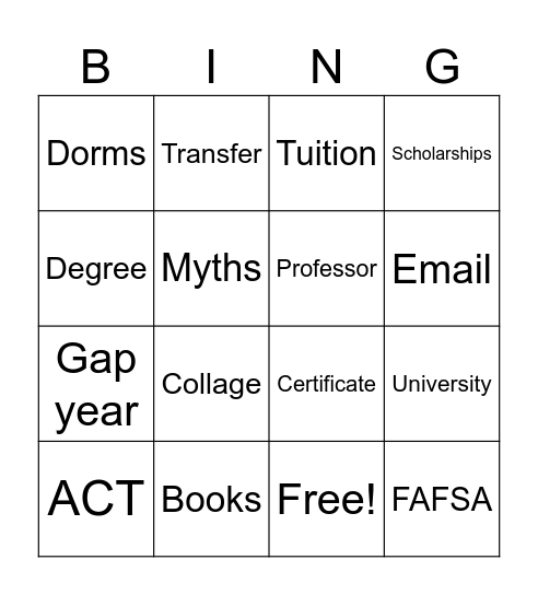 Collage BIngo Card