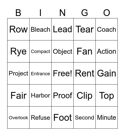 TRingo#58 2 Clues 1 WORD! Bingo Card