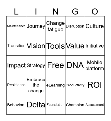 Lingo Bingo Card