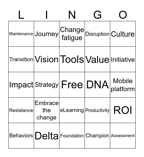 Lingo Bingo Card