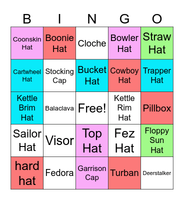 National Hat Day Jan 16 Bingo Card