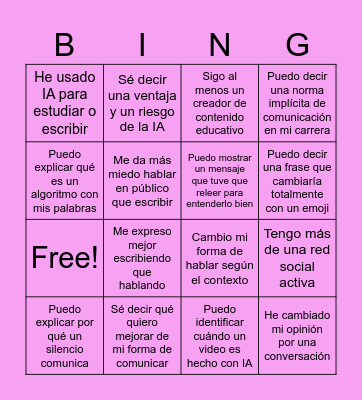 Bingo comunicativo Bingo Card