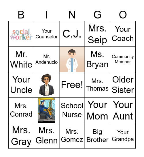 TRUSTED ADULTS Bingo Card