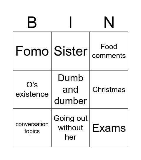 Complaints Bingo Card