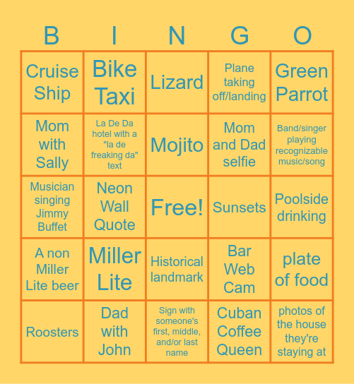Key West Bingo Card