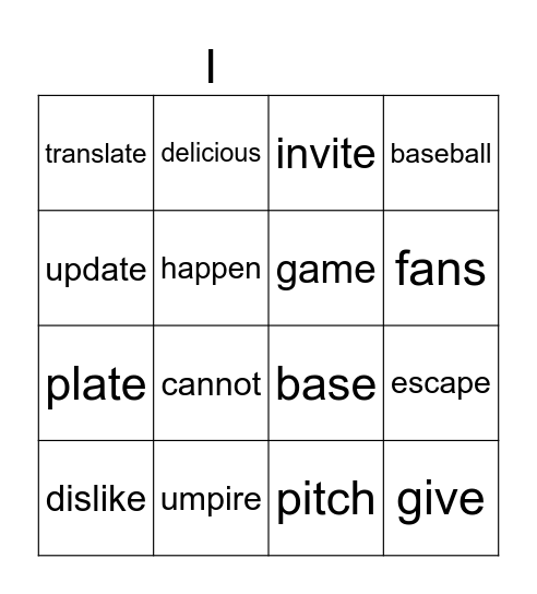 The Umpire Bingo Card