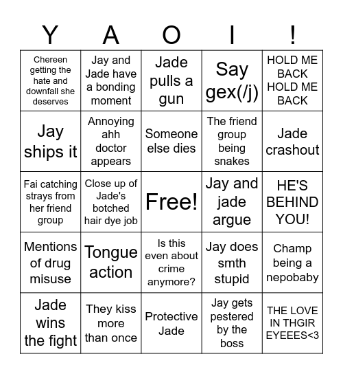 Dare you to death ep 6 Bingo Card