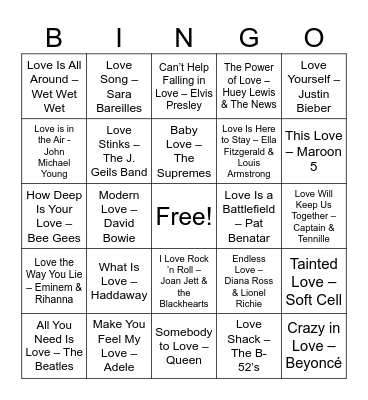 Love is Everywhere Bingo Card