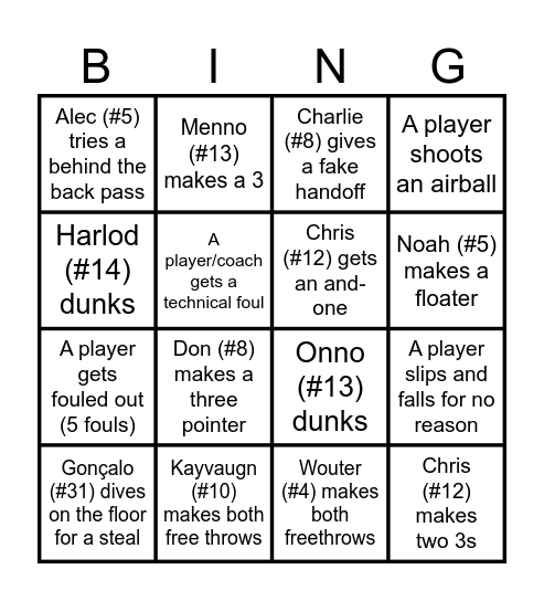 Derby bingo Card