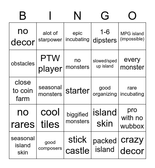 msm bingo 1 Bingo Card