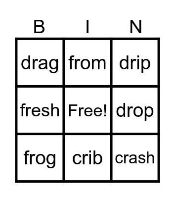 cr, dr, fr Bingo Card