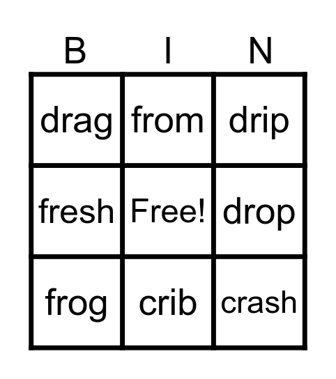 cr, dr, fr Bingo Card