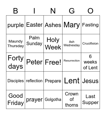 LENT Bingo Card