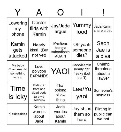 Dare You To Death Episode 6 Bingo Card
