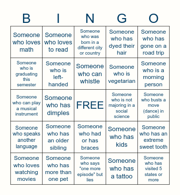 Getting to Know You Bingo! Bingo Card