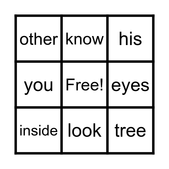 Why Are My Eyes Brown? High Frequency Words Bingo Card
