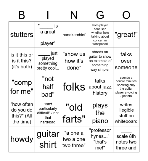 hynes bingo Card