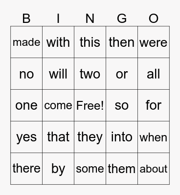 Sight Words List 3 Bingo Card