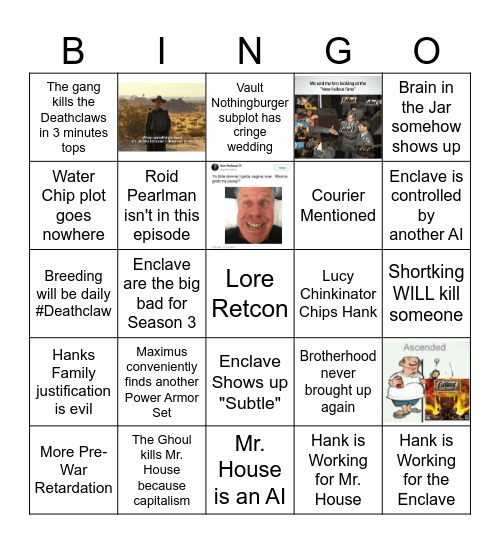 Fallout S2E7 Bingo Card