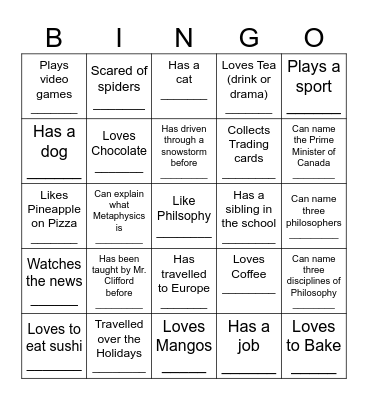 DAY ONE BINGO Card