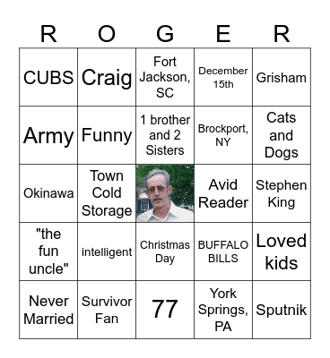 All About Roger Bingo Card