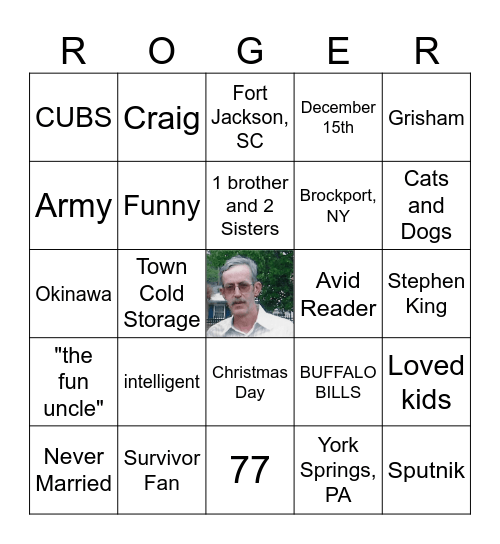 All About Roger Bingo Card
