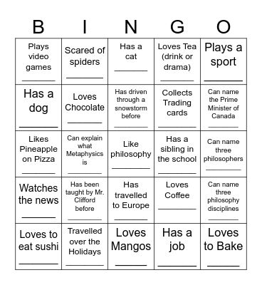 DAY ONE BINGO Card
