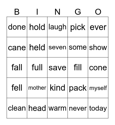 3rd Grade Sight Words Bingo Card