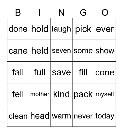 3rd Grade Sight Words Bingo Card
