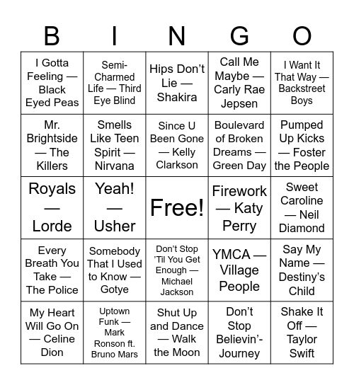 IGNITE Musical Brunch Bingo Card