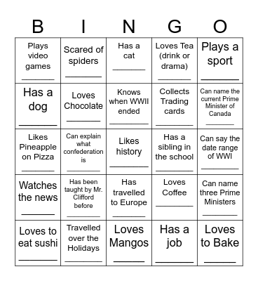 DAY ONE BINGO Card