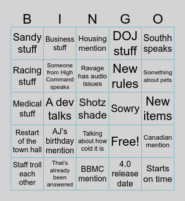 Prodigy Community Meeting Bingo Card