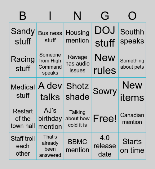 Prodigy Community Meeting Bingo Card