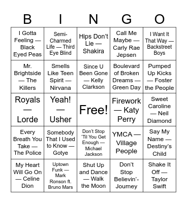 IGNITE Musical Brunch Bingo Card