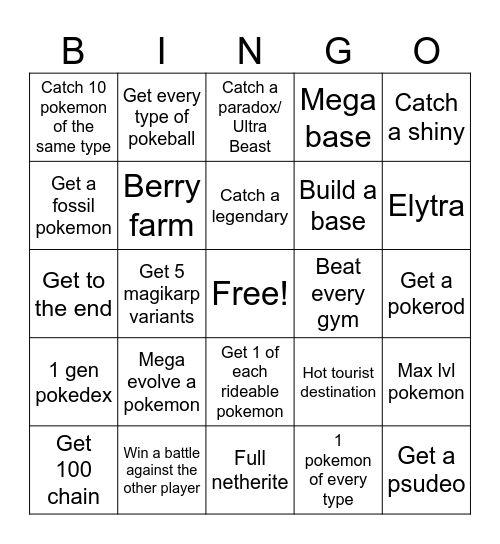Cobblemon Bingo Card
