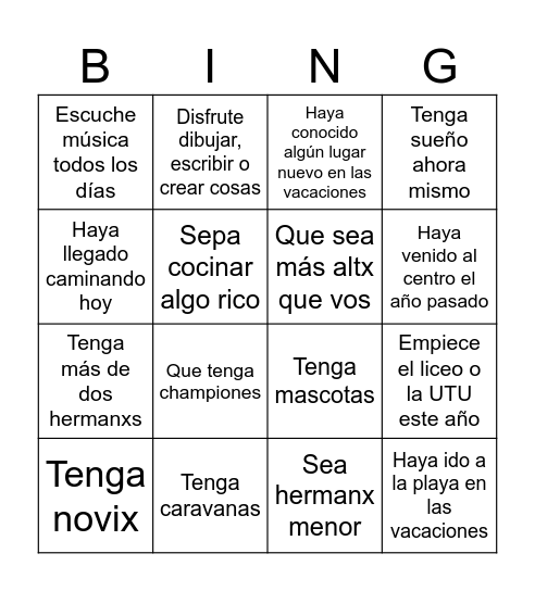 Bingo de bienvenida Bingo Card