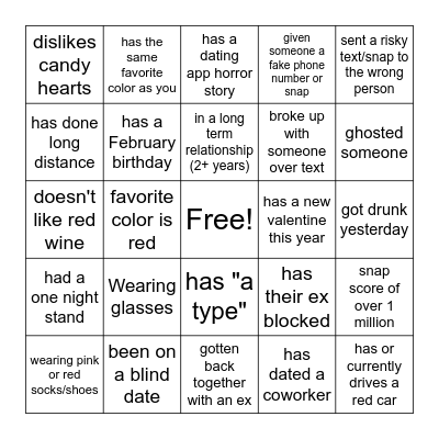 Galentine's Day Bingo Card