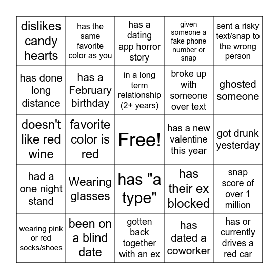 Galentine's Day Bingo Card