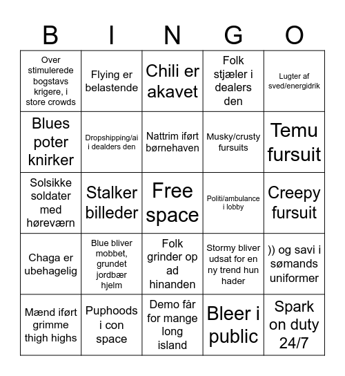 Toxic NFC Bingo Card