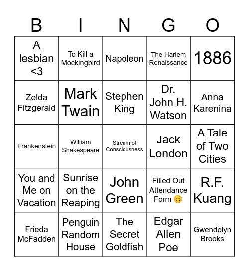 NEHS BINGO Card