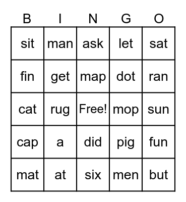 WORD BINGO Card