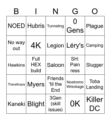 Medium survivor bingo Card