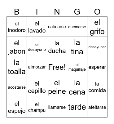 Unidad 2 Loteria Bingo Card
